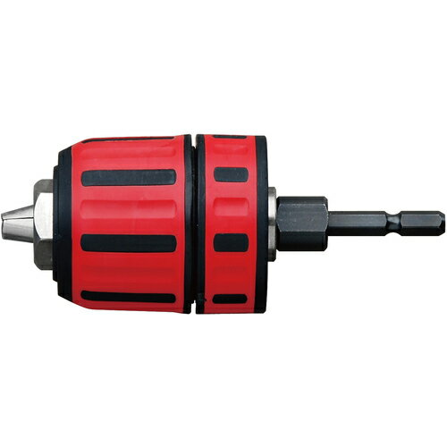 特長：先端工具の噛み込みに対応した解除用ナット付です。インパクト対応です。折れに強い強靭六角シャンクです。手にやさしいラバーグリップです。用途：充電ドライバーに取り付けてドリルでの穴あけ、軸付砥石での研磨作業に。仕様：チャック能力(mm)：1.5〜13全長(mm)：111コレット能力(mm)：1.5〜13対辺：6.35mm六角軸材質／仕上：ナイロンエラストマー特殊合金鋼　●代表画像について 商品によっては、代表画像を使用している場合がございます。 商品のカラー、サイズなどが異なる商品をイメージ画像として 使用させて頂いている場合がございます。 必ず、商品の品番と仕様をご確認のうえ、ご注文お願いいたいます。 　●北海道・沖縄・離島・一部地域の送料について 別途追加で送料がかかる場合がございます。 送料がかかる場合は、メールにて送料をご連絡させて頂き、 お客様にご了承頂いてからの手配となります。 　●お買上げ明細書の廃止について 当店では、個人情報保護と環境保護の観点から同封を廃止しております。 お買上げ明細書が必要な場合は、備考欄に「お買上げ明細必要」と 記載お願いいたします。 当店からの出荷の場合は、同封にて発送させて頂きます。 （※メーカー直送の場合は、PDFデータをメールさせて頂きます。） 　注意事項 ※商品名に【2個セット】等、数量の明記がない場合は1個での販売となります。