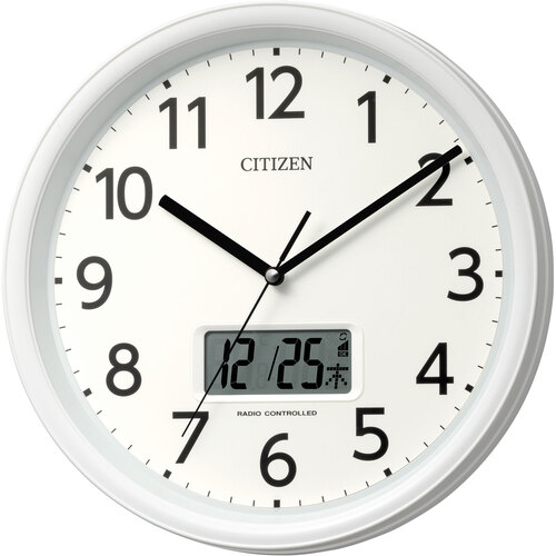 シチズン 電波時計 壁掛け時計 温湿度計付き カレンダー付 連続秒針 ...(4)