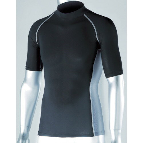 おたふく 冷感 消臭 パワーストレッチ半袖ハイネックシャツ ブラック L ( JW-624-BK-L ) おたふく手袋(株)