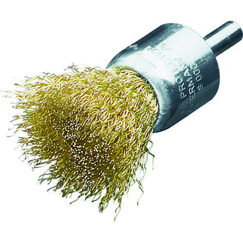 特長：電動工具等に容易に取付が可能です。高品位の線材を使用しており、耐久性に優れ、長寿命です。ネジリのある真鍮線で効率的にバリ取り作業ができます。用途：奥まった場所や、角部分などの底面・コーナー研磨に。仕様：線径(mm)：0.25毛材：高張度真鍮波線外径(mm)：17毛丈(mm)：22軸長(mm)：20軸径(mm)：6最高使用回転数(rpm)：20000全長(mm)：65材質／仕上：軸:スチール線材:真鍮線注意：作業時は必ず安全帽、安全メガネなどの保護具をご着用ください。　●代表画像について 商品によっては、代表画像を使用している場合がございます。 商品のカラー、サイズなどが異なる商品をイメージ画像として 使用させて頂いている場合がございます。 必ず、商品の品番と仕様をご確認のうえ、ご注文お願いいたいます。 　●北海道・沖縄・離島・一部地域の送料について 別途追加で送料がかかる場合がございます。 送料がかかる場合は、メールにて送料をご連絡させて頂き、 お客様にご了承頂いてからの手配となります。 　●お買上げ明細書の廃止について 当店では、個人情報保護と環境保護の観点から同封を廃止しております。 お買上げ明細書が必要な場合は、備考欄に「お買上げ明細必要」と 記載お願いいたします。 当店からの出荷の場合は、同封にて発送させて頂きます。 （※メーカー直送の場合は、PDFデータをメールさせて頂きます。） 　注意事項 ※商品名に【2個セット】等、数量の明記がない場合は1個での販売となります。