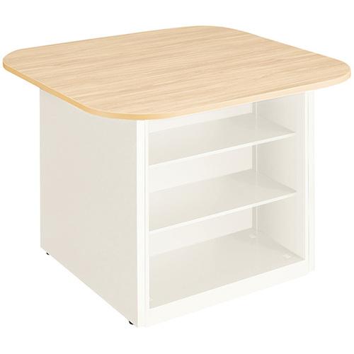 NAIKI キャビネットカウンター スクエアタイプ CF型/脚:ホワイト/天板:シルクウッド 幕板:ホワイト/W14..