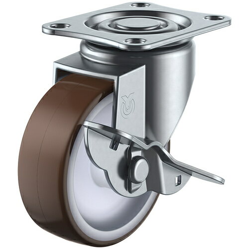 ユーエイ プレート式 自在 キャスター ウレタン 車輪径75mm ストッパー付き Sタイプ SG-S型 取付寸法55×42 ( SG-75URS ) (株)ユーエイ キャスター事業部