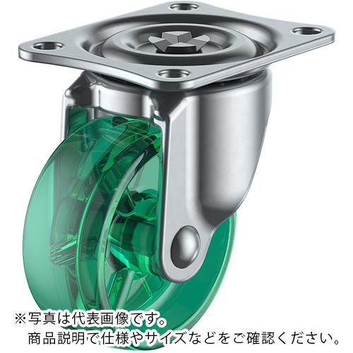 ユーエイ プレート式 自在 キャスター 緑ポリカーボネート 車輪径25mm Gタイプ G型 取付寸法28×23 ( G-25PC-G ) (株)ユーエイ キャスター事業部