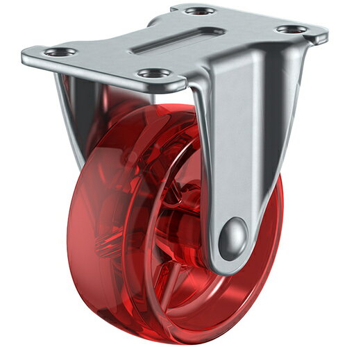 ユーエイ プレート式 固定 キャスター 赤ポリカーボネート 車輪径50mm Gタイプ GR型 取付寸法45×25 ( GR-50PC-R )