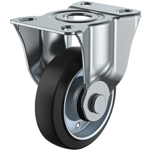 ユーエイ プレート式 固定 キャスター ゴム 車輪径100mm Jタイプ SK型 取付寸法90×50(80×45) ( SK-100W-P ) (株)ユーエイ キャスター事業部