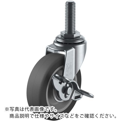 ユーエイ ねじ込み式 自在 キャスター エラストマー 車輪径50mm ストッパー付き Lタイプ LT-S型 ネジ寸法UNF1/2×14山数20 ( LT-50ELS-UNF1/2-14 ) (株)ユーエイ キャスター事業部