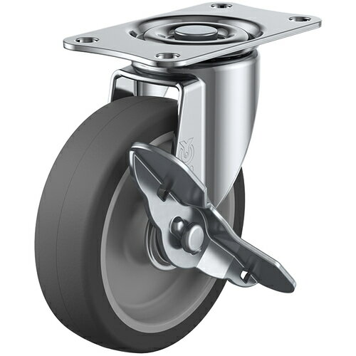 ユーエイ プレート式 自在 キャスター エラストマー 車輪径100mm ストッパー付き Sタイプ SG-S型 取付寸法82×40 ( SG-100ELS ) (株)ユーエイ キャスター事業部