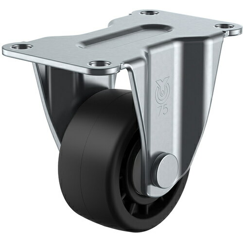 ユーエイ プレート式 固定 低床キャスター 強化ナイロン 車輪径75mm Hタイプ HR型 取付寸法103×52 ( HR-75GNB ) (株)ユーエイ キャスター事業部