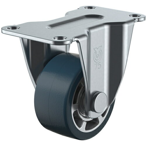 ユーエイ プレート式 固定 低床キャスター ウレタン 車輪径75mm Hタイプ HR型 取付寸法103×52 ( HR-75AU ) (株)ユーエイ キャスター事業部