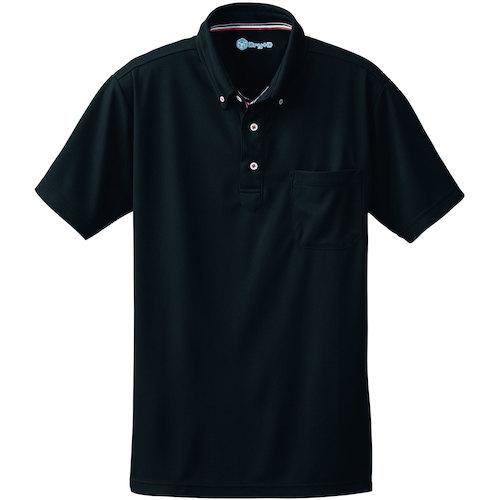 桑和 50391 半袖ボタンダウンポロシャツ(胸ポケット付き) ブラック L ( 50391-4-L ) (株)桑和