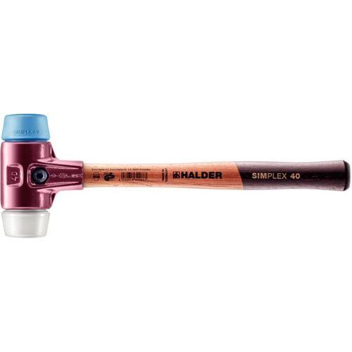 HALDER ( ロームヘルド・ハルダー ) SIMPLEX プラスチックハンマー 鋳鉄ハウジング、木製ハンドル 径(40)mm スーパープラスチック(白)・TPEソフト(青) ( 3017.040 )