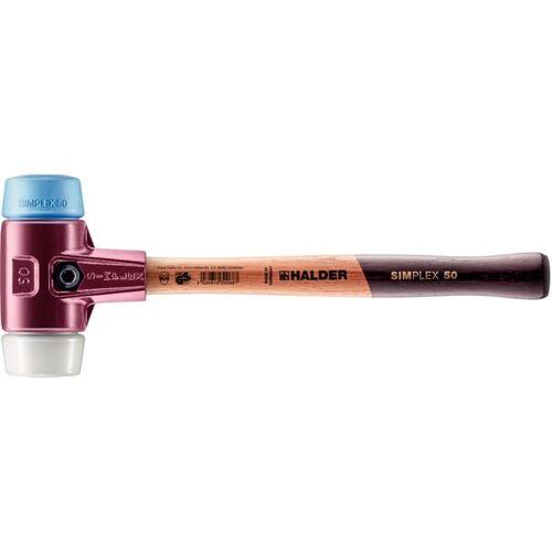 HALDER ( ロームヘルド・ハルダー ) SIMPLEX プラスチックハンマー 鋳鉄ハウジング、木製ハンドル 径(50)mm スーパープラスチック(白)・TPEソフト(青) ( 3017.050 )