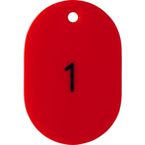 TRUSCO 番号入小判札 大 60X40 1~25 赤 ( T