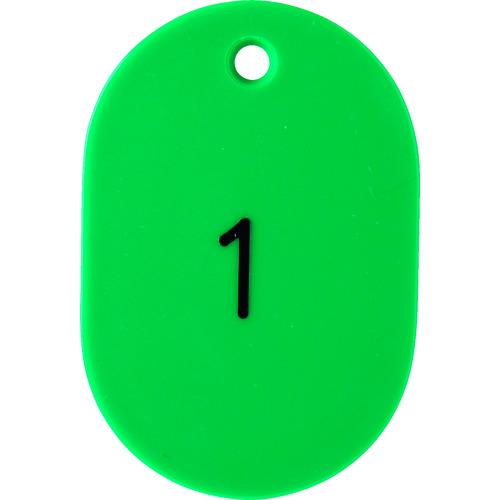 TRUSCO 番号入小判札 大 60X40 1~25 緑 ( T