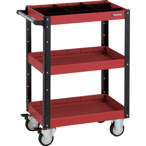 TRUSCO ツールワゴン イーグルワゴン 600X400XH880 深型3段 1段仕切板付 ウレタン車輪 オレンジ/ブラック ( EGW-963F3S1U-ORBK ) トラスコ中山(株)
