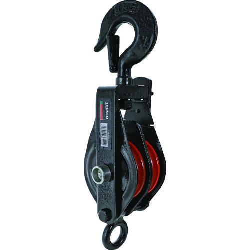 特長：側板が開くのでロープの途中からでも装着可能です。用途：ロープを通し、荷物などの吊り上げや引っ張り作業に。仕様：基本使用荷重(t)：1最大使用ロープ径(mm)：16車数：2車径(mm)：100寸法(mm)A：345寸法(mm)B：112寸法(mm)C：79頭部形状：フック型使用荷重(kN)：10タイプ：二車タイプシーブ軸受：砲金（銅合金）使用荷重(kg)：1000ベケット付スナッチ式溝幅17MM材質／仕上：スチール注意：使用荷重は動滑車としての値です。定滑車としてご使用の場合は半分になります。提供不可：chemSHERPA、SDS、ミルシート　●代表画像について 商品によっては、代表画像を使用している場合がございます。 商品のカラー、サイズなどが異なる商品をイメージ画像として 使用させて頂いている場合がございます。 必ず、商品の品番と仕様をご確認のうえ、ご注文お願いいたいます。 　●北海道・沖縄・離島・一部地域の送料について 別途追加で送料がかかる場合がございます。 送料がかかる場合は、メールにて送料をご連絡させて頂き、 お客様にご了承頂いてからの手配となります。 　●お買上げ明細書の廃止について 当店では、個人情報保護と環境保護の観点から同封を廃止しております。 お買上げ明細書が必要な場合は、備考欄に「お買上げ明細必要」と 記載お願いいたします。 当店からの出荷の場合は、同封にて発送させて頂きます。 （※メーカー直送の場合は、PDFデータをメールさせて頂きます。） 　注意事項 ※商品名に【2個セット】等、数量の明記がない場合は1個での販売となります。