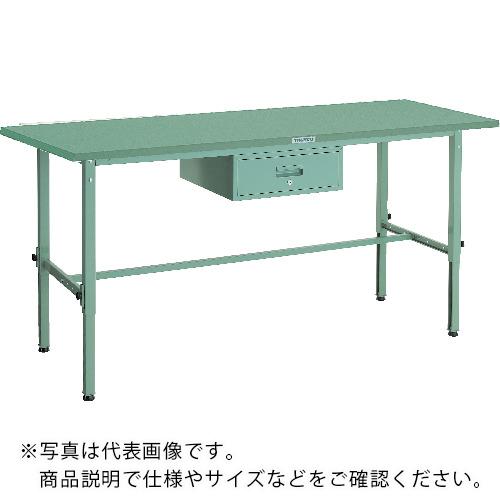 特長：650〜950mmの間で50mmピッチの高さ調節が可能です。引出しは使い勝手に応じて任意の場所に取り付け可能です。仕様：天板材質：スチール間口(mm)：1800奥行(mm)：900高さ(mm)：650〜950脚部カラー：グリーン(無記号)引出し：1列1段　F-1（W・グリーン）均等荷重(kg)：150カタログ表記品番：SAEM-1809F1(色記号)色：グリーン(無記号)引出し内寸(mm)間口×奥行×深さ：427×445×111材質／仕上：本体:スチール注意：車上渡しのため、お客様での荷降ろしが必要です。W、DG色の場合はW色になります。提供不可：chemSHERPA　●メーカー取寄商品について 本商品はメーカーからの取寄商品となります。 納期は、メーカー確認後、メールでご連絡させて頂きます。 在庫状況、生産状況によっては、かなり納期がかかる場合もございます。 　※お急ぎの場合は、ご注文前の納期確認も承りますので、　　お気軽にお問い合わせください。 　●代表画像について 商品によっては、代表画像を使用している場合がございます。 商品のカラー、サイズなどが異なる商品をイメージ画像として 使用させて頂いている場合がございます。 必ず、商品の品番と仕様をご確認のうえ、ご注文お願いいたいます。 　●北海道・沖縄・離島・一部地域の送料について 別途追加で送料がかかる場合がございます。 送料がかかる場合は、メールにて送料をご連絡させて頂き、 お客様にご了承頂いてからの手配となります。 　●お買上げ明細書の廃止について 当店では、個人情報保護と環境保護の観点から同封を廃止しております。 お買上げ明細書が必要な場合は、備考欄に「お買上げ明細必要」と 記載お願いいたします。 当店からの出荷の場合は、同封にて発送させて頂きます。 （※メーカー直送の場合は、PDFデータをメールさせて頂きます。）