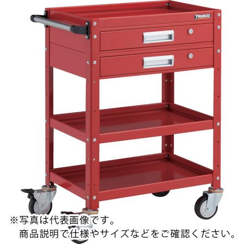 TRUSCO ツールワゴン バーディワゴン 600X400 引出2段付 ウレタン車輪 レッド ( BDW-963V2U-RR ) トラスコ中山(株)