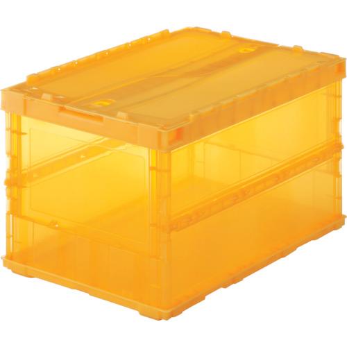 TRUSCO オリコン 薄型折りたたみコンテナ スケルコン 50L ロックフタ付 透明オレンジ オレンジ ( TSK-C..