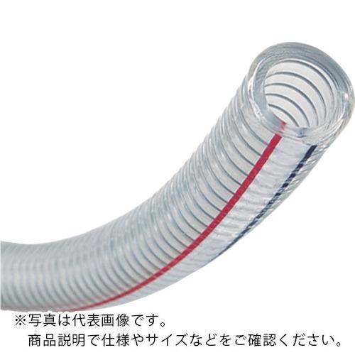 特長：【多目的耐圧樹脂ホース】水・油・薬品・エア等様々な流体の圧送、吸引（バキューム）で使用可能です。【折れ・つぶれ防止】硬鋼線コイルによる補強構造で折れ・つぶれに強く、安定的に流体を供給可能です。【長持ち】ホースの内外面が耐油性に優れ、硬くなりにくいです。【透明性】透明性が良く、流体の確認ができ安心です。【法適合】RoHS2修正規制適合で安全・安心です。用途：工場設備配管・各種機械配管（水・油・薬品・エア等圧送・吸引）用仕様：長さ(m)：70内径(mm)：15外径(mm)：22使用圧力(MPa)：-0.1〜0.5許容曲げ半径(mm以上)：60使用流体：水（工業用水）、薬品、鉱物油、動植物油、粉体、空気使用温度範囲：-5〜60℃色：ナチュラル透明/イメージライン入り材質／仕上：主材質：軟質塩化ビニール（PVC）補強材：硬鋼線注意：飲用、食品用、医療用途には使用しないでください。ホースニップルはホースサイズに適したものをご使用ください。ニップルの表面に傷・錆等のあるものは使用しないでください。ホースの寿命は流体の物性、温度、流速、加圧、減圧の頻度に大きく影響を受けます。始業点検、定期点検で異常や、その兆候が認められた場合、直ちに使用を中止し、修理または新しいホースと交換してください。ホース継手及びホースバンドは弊社専用製品のご使用をお勧めします。ホースバンドは適宣増し締めしてください。　●代表画像について 商品によっては、代表画像を使用している場合がございます。 商品のカラー、サイズなどが異なる商品をイメージ画像として 使用させて頂いている場合がございます。 必ず、商品の品番と仕様をご確認のうえ、ご注文お願いいたいます。 　●代金引換でのお支払いについて 発送する商品の総重量が20kgを超えてしまったり、 商品の大きさが当店から発送できる規定サイズを超えてしまう場合 メーカー直送での対応となりますので、 代金引換がご利用頂けない場合がございます。 該当する場合、当店から別途メールにてご連絡させて頂いております。 　●北海道・沖縄・離島・一部地域の送料について 別途追加で送料がかかる場合がございます。 送料がかかる場合は、メールにて送料をご連絡させて頂き、 お客様にご了承頂いてからの手配となります。 　●お買上げ明細書の廃止について 当店では、個人情報保護と環境保護の観点から同封を廃止しております。 お買上げ明細書が必要な場合は、備考欄に「お買上げ明細必要」と 記載お願いいたします。 当店からの出荷の場合は、同封にて発送させて頂きます。 （※メーカー直送の場合は、PDFデータをメールさせて頂きます。）