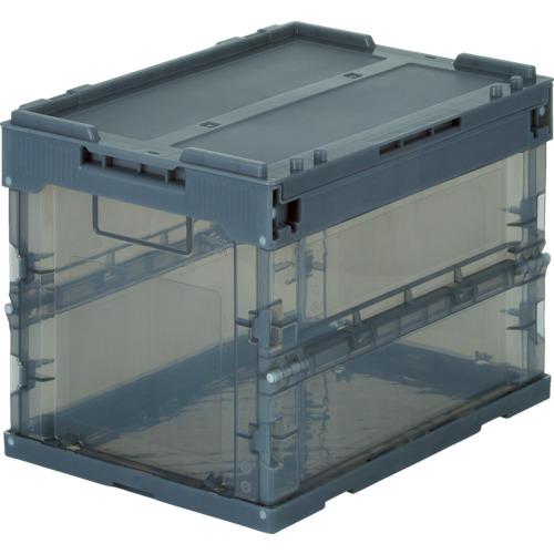 TRUSCO オリコン α折りたたみコンテナ スケルコン 20L(蓋付) 透明ブラック 黒 ( TR-SC20 BK ) トラスコ..