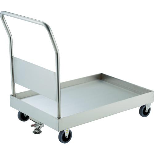 特長：荷台部が深さ50mmのオイルパン形状のSUS304製台車です。水漏れや荷物の落下を防止できます。ご使用環境に応じて、導電ウレタンかナイロンウレタン車輪、またハンドル側の固定キャスターにストッパー付タイプを選択できます。用途：食品工場、研究所など。仕様：均等荷重(kg)：200長さ(mm)：900幅(mm)：600高さ(mm)：165ハンドル高さ(mm)：830キャスター径(mm)：100取替キャスター(自在)：320BBE-UZ100取替キャスター(固定)：320ER-UZX100ハンドルタイプ：固定ハンドル、天板皿型タイプ完成品自在キャスター、固定キャスター各2個固定ハンドルタイプフロアストッパー付材質／仕上：荷台・ハンドル：ステンレス（SUS304）車輪：帯電防止ウレタンキャスター金具：ステンレス(SUS304)　●メーカー取寄商品について 本商品はメーカーからの取寄商品となります。 納期は、メーカー確認後、メールでご連絡させて頂きます。 在庫状況、生産状況によっては、かなり納期がかかる場合もございます。 　※お急ぎの場合は、ご注文前の納期確認も承りますので、　　お気軽にお問い合わせください。 　●代表画像について 商品によっては、代表画像を使用している場合がございます。 商品のカラー、サイズなどが異なる商品をイメージ画像として 使用させて頂いている場合がございます。 必ず、商品の品番と仕様をご確認のうえ、ご注文お願いいたいます。 　●北海道・沖縄・離島・一部地域の送料について 別途追加で送料がかかる場合がございます。 送料がかかる場合は、メールにて送料をご連絡させて頂き、 お客様にご了承頂いてからの手配となります。 　●お買上げ明細書の廃止について 当店では、個人情報保護と環境保護の観点から同封を廃止しております。 お買上げ明細書が必要な場合は、備考欄に「お買上げ明細必要」と 記載お願いいたします。 当店からの出荷の場合は、同封にて発送させて頂きます。 （※メーカー直送の場合は、PDFデータをメールさせて頂きます。）