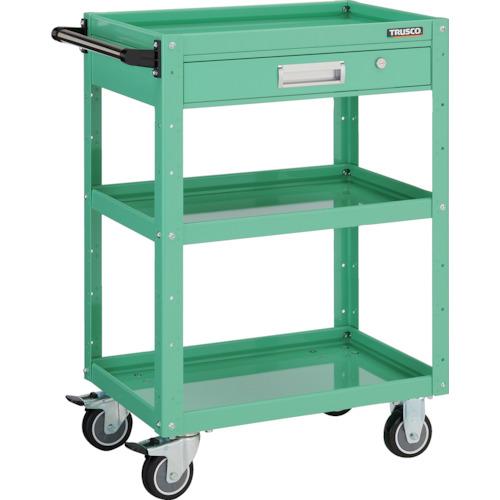 TRUSCO ツールワゴン イーグルワゴン 600X400XH880 引出付 ウレタン車輪 ヤンググリーン ( EGW-963VU-YG ) トラスコ中山(株)