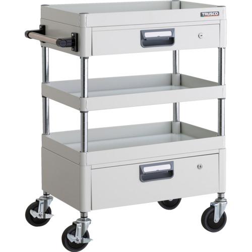 TRUSCO ( トラスコ中山 ) ツールワゴン フェニックスワゴン 省音 600X400XH880 引出付 ホワイト ( PEW-963VZ-W )