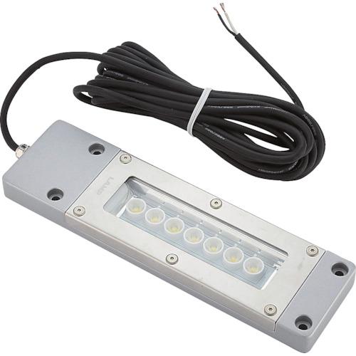 特長：防油・防水・防じん（IP67F）、耐高圧水(IP69K)仕様です。本体カバーにステンレス鋼、カバーガラスに強化ガラスを使用しているため、傷が付きにくく安心です。用途：工作機械内部や作業台などの間接照明に。仕様：明るさ(lm)：1100光源色：昼白色幅(mm)：230全長(mm)：230電源(V)：DC24消費電力(W)：12.5タイプ：狭角タイプ奥行(mm)：65高さ(mm)：17.1電圧(V)：DC24照射角(°)：30光源色：昼白色LED数(個)：7使用温度範囲：-30〜60℃光源色：昼白色電圧：DC24V材質／仕上：本体:アルミ合金本体カバー・背面カバー:ステンレス鋼カバーガラス:強化ガラス クリア注意：放熱のため、本製品の裏側を必ず金属面に接触させて取付けてください。照度は1000mm離れた場所での数値です。画像は同シリーズのいずれかの製品であり、こちらの品番のものとは外観が異なる可能性があります。　●代表画像について 商品によっては、代表画像を使用している場合がございます。 商品のカラー、サイズなどが異なる商品をイメージ画像として 使用させて頂いている場合がございます。 必ず、商品の品番と仕様をご確認のうえ、ご注文お願いいたいます。 　●北海道・沖縄・離島・一部地域の送料について 別途追加で送料がかかる場合がございます。 送料がかかる場合は、メールにて送料をご連絡させて頂き、 お客様にご了承頂いてからの手配となります。 　●お買上げ明細書の廃止について 当店では、個人情報保護と環境保護の観点から同封を廃止しております。 お買上げ明細書が必要な場合は、備考欄に「お買上げ明細必要」と 記載お願いいたします。 当店からの出荷の場合は、同封にて発送させて頂きます。 （※メーカー直送の場合は、PDFデータをメールさせて頂きます。） 　注意事項 ※商品名に【2個セット】等、数量の明記がない場合は1個での販売となります。