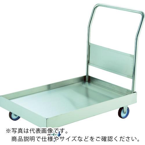 特長：荷台部が深さ50mmのオイルパン形状のSUS304製台車です。水漏れや荷物の落下を防止できます。ご使用環境に応じて、導電ウレタンかナイロンウレタン車輪、またハンドル側の固定キャスターにストッパー付タイプを選択できます。用途：食品工場、研究所など。仕様：均等荷重(kg)：200長さ(mm)：800幅(mm)：450高さ(mm)：165ハンドル高さ(mm)：830キャスター径(mm)：100取替キャスター(自在)：SUS-E-100UR取替キャスター(固定)：SUS-ER-100UR完成品自在キャスター、固定キャスター各2個固定ハンドルタイプ材質／仕上：荷台・ハンドル：ステンレス（SUS304）車輪:ナイロンウレタンキャスター金具:ステンレス　●メーカー取寄商品について 本商品はメーカーからの取寄商品となります。 納期は、メーカー確認後、メールでご連絡させて頂きます。 在庫状況、生産状況によっては、かなり納期がかかる場合もございます。 　※お急ぎの場合は、ご注文前の納期確認も承りますので、　　お気軽にお問い合わせください。 　●代表画像について 商品によっては、代表画像を使用している場合がございます。 商品のカラー、サイズなどが異なる商品をイメージ画像として 使用させて頂いている場合がございます。 必ず、商品の品番と仕様をご確認のうえ、ご注文お願いいたいます。 　●北海道・沖縄・離島・一部地域の送料について 別途追加で送料がかかる場合がございます。 送料がかかる場合は、メールにて送料をご連絡させて頂き、 お客様にご了承頂いてからの手配となります。 　●お買上げ明細書の廃止について 当店では、個人情報保護と環境保護の観点から同封を廃止しております。 お買上げ明細書が必要な場合は、備考欄に「お買上げ明細必要」と 記載お願いいたします。 当店からの出荷の場合は、同封にて発送させて頂きます。 （※メーカー直送の場合は、PDFデータをメールさせて頂きます。）