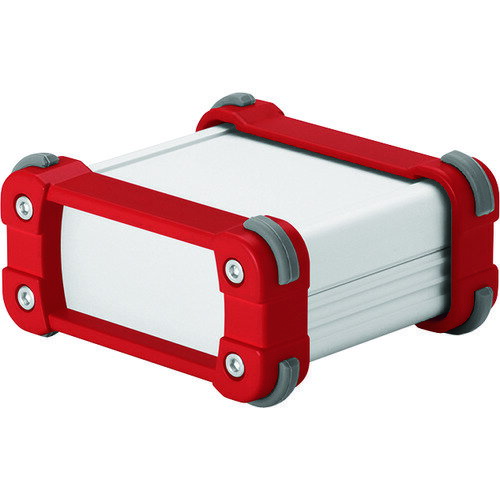 タカチ コーナーガード付アルミケース EMCシールドタイプ シルバー/レッド ( EXPE12-7-13SR ) (株)タカチ電機工業 【メーカー取寄】