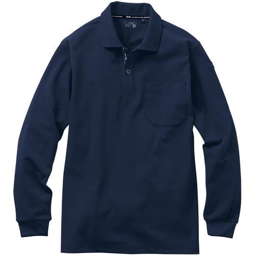 G.G. 7325-50 長袖ポロシャツ(胸ポケット付き) ネイビー M ( 7325-50-1-M ) (株)桑和