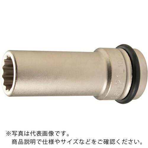 TONE インパクト用ロングソケット(12角) 対辺寸法21mm 差込角19.0mm ( 6NW-21L100 )