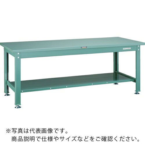TRUSCO ( トラスコ中山 ) 中荷重作業台(2000kg)DW型 900X750XH740 全面下棚付 グリーン色 ( SDW-900LT )