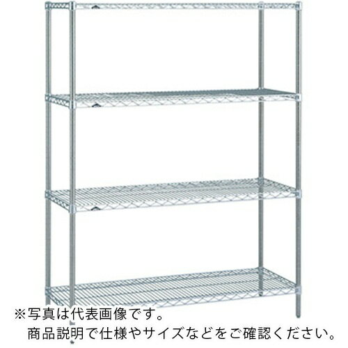 乐天商城 - ERECTA ( エレクター ) スーパーシリーズ・オールステンレスワイヤーシェルフ 間口1518mm×奥行613mm×高さ1892mm(PS) DB無 4段 ( SLS1520PS1900SN4 )