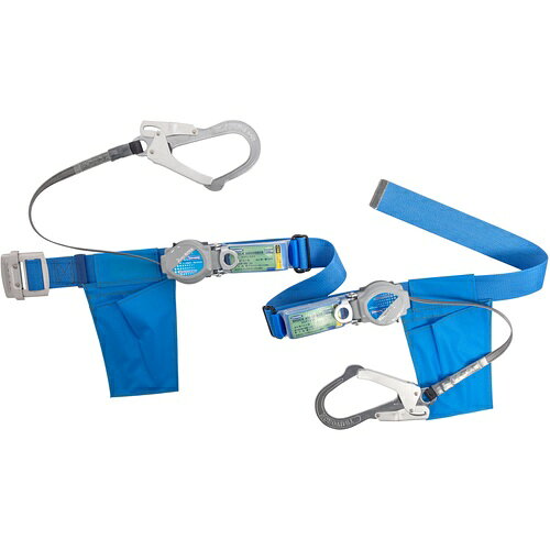 TSUYORON ( 藤井電工 ) 胴ベルト型墜落制止用器具(巻取タイプ)ランヤード2丁掛け仕様 ロック機構付き2WAYリトラ 青 LLサイズ 幅50MM×長さ1600MM 130KG対応型 ( TBTRL2593TRLTBL4LL(130KG)JANBX ) 