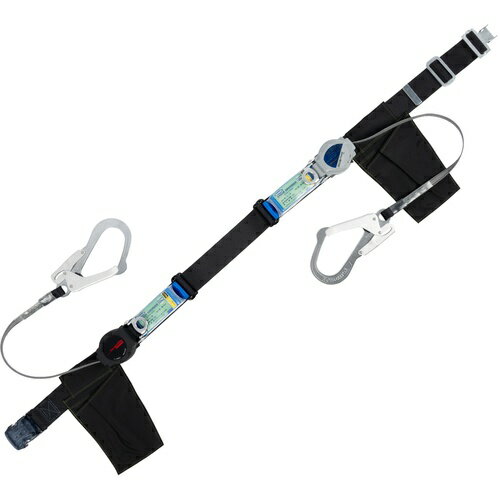 TSUYORON ( 藤井電工 ) 胴ベルト型墜落制止用器具(巻取タイプ)ランヤード2丁掛け仕様 ロック機構付きワンハンドリトラ・2WAYリトラ 黒 LLサイズ 1600MM 130KG対応型 ( TBORL2OT593TRLTBLKLL(130KG)JANBP ) 