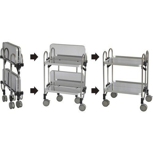 トクヤマ　ステンレス　折りたたみ式ワゴン　ゴムキャスター仕様 FEAW-2GM ( FEAW2GM ) （株）トクヤマ 【メーカー取寄】