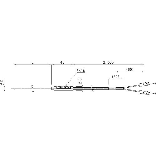 Orange Tool TokiwaのTRUSCO ( トラスコ中山 ) 温度センサー K熱電対 1.0mmX100mm ( OSK-10100Y )｜アングル2