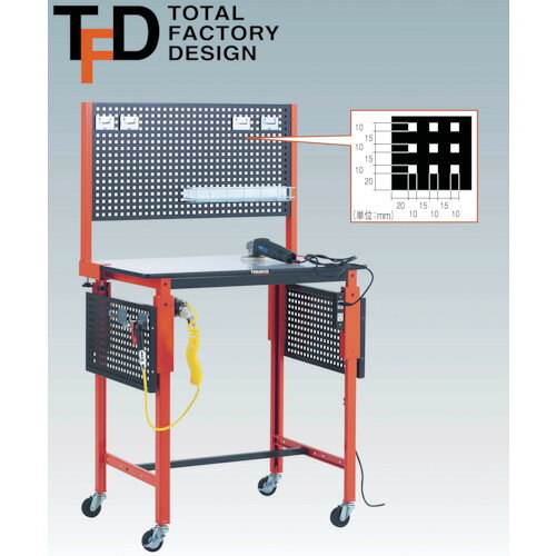 TRUSCO ( トラスコ中山 ) 軽荷重作業台高さ調節式(150kg)TFAEM型 薄型1段引出付 90...