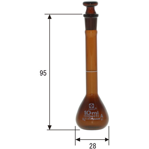 SIBATA ( 柴田科学 ) メスフラスコ カスタムA 茶褐色 10mL ( 026100-10 )