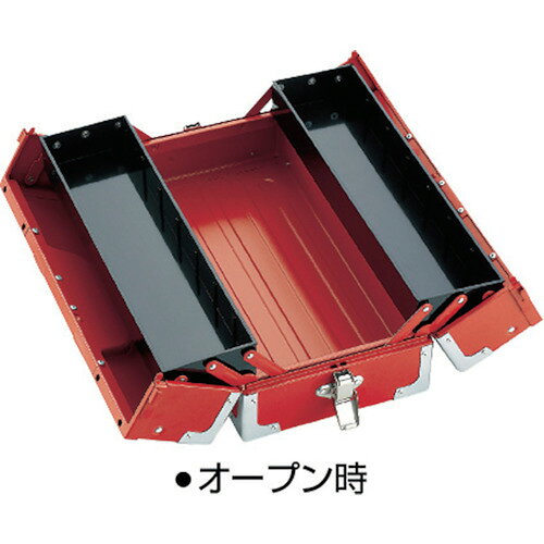 TONE スチール製工具箱 ツールケース(メタル) V形2段式 マットブラック 外形寸法16...