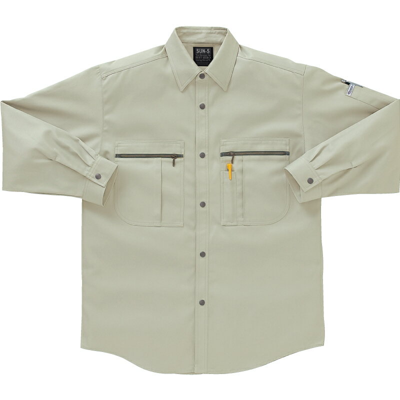 サンエス 長袖シャツ アイボリー/Mサイズ ( WA2590 2アイボリー M ) サンエス