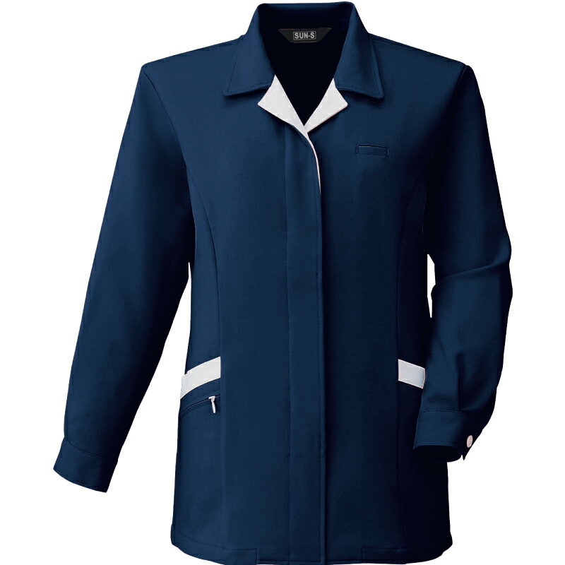 サンエス レディース長袖スモック ネイビー/Mサイズ ( WA20772 3ネイビー M ) サンエス