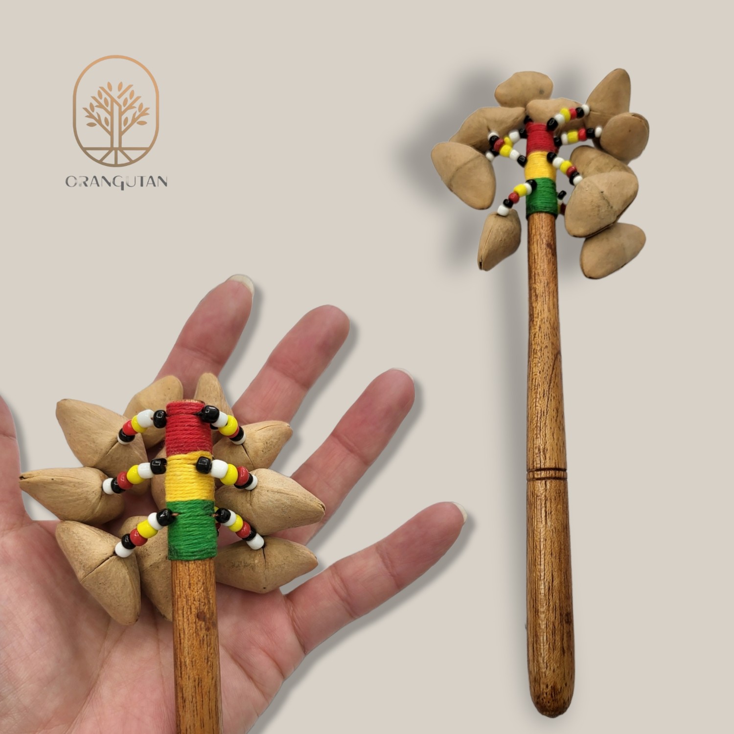 10002701　ハンドシェイカー　ベル　マラカス　木の実マラカス　民族楽器　アジアの楽器　ハンドベル　エスニック　…