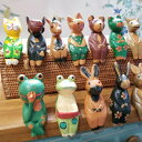 10002057 アジアン雑貨 木彫り アニマル ねこ うさぎ 牛 カエル バリ木彫り アニマル置物 アジアン(3)
