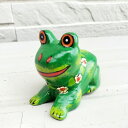 スマイリーカエル　蛙　バリ木彫り　カエルの置物　バリ雑貨　アジアンインテリア　かえる