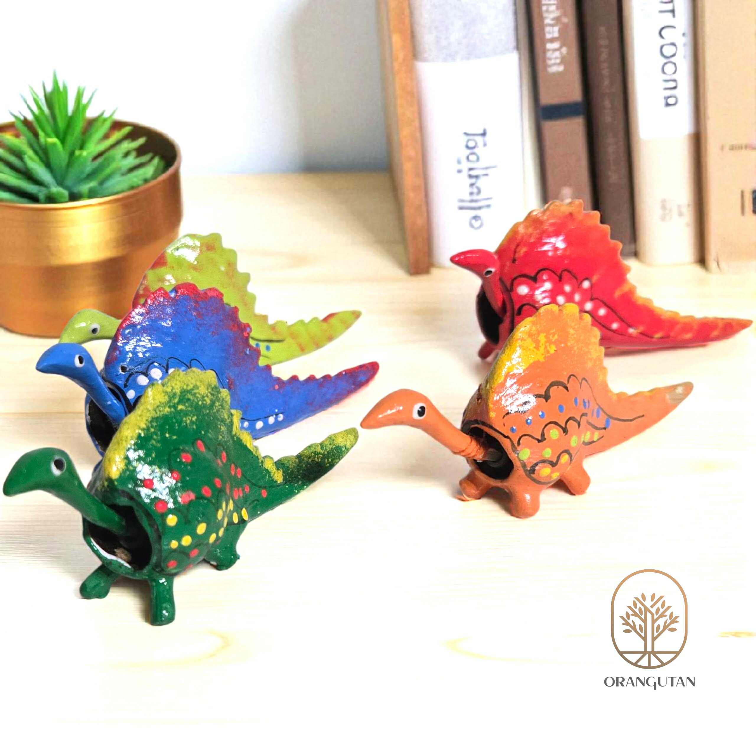 10000736　バリ木彫り　恐竜　ダイナソーズ　首ふり木彫り　バリ雑貨　アジアン　恐竜の置物　木製恐竜