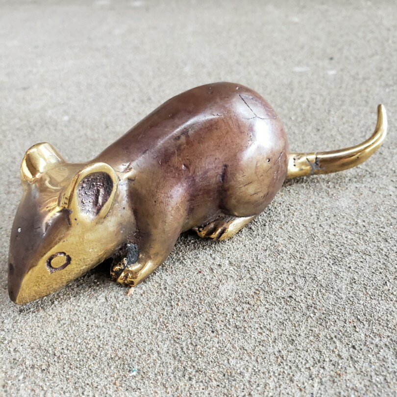ねずみ　鼠　M　真鍮　アンティーク調　ブロンズ像　バリ雑貨　置物　インテリア