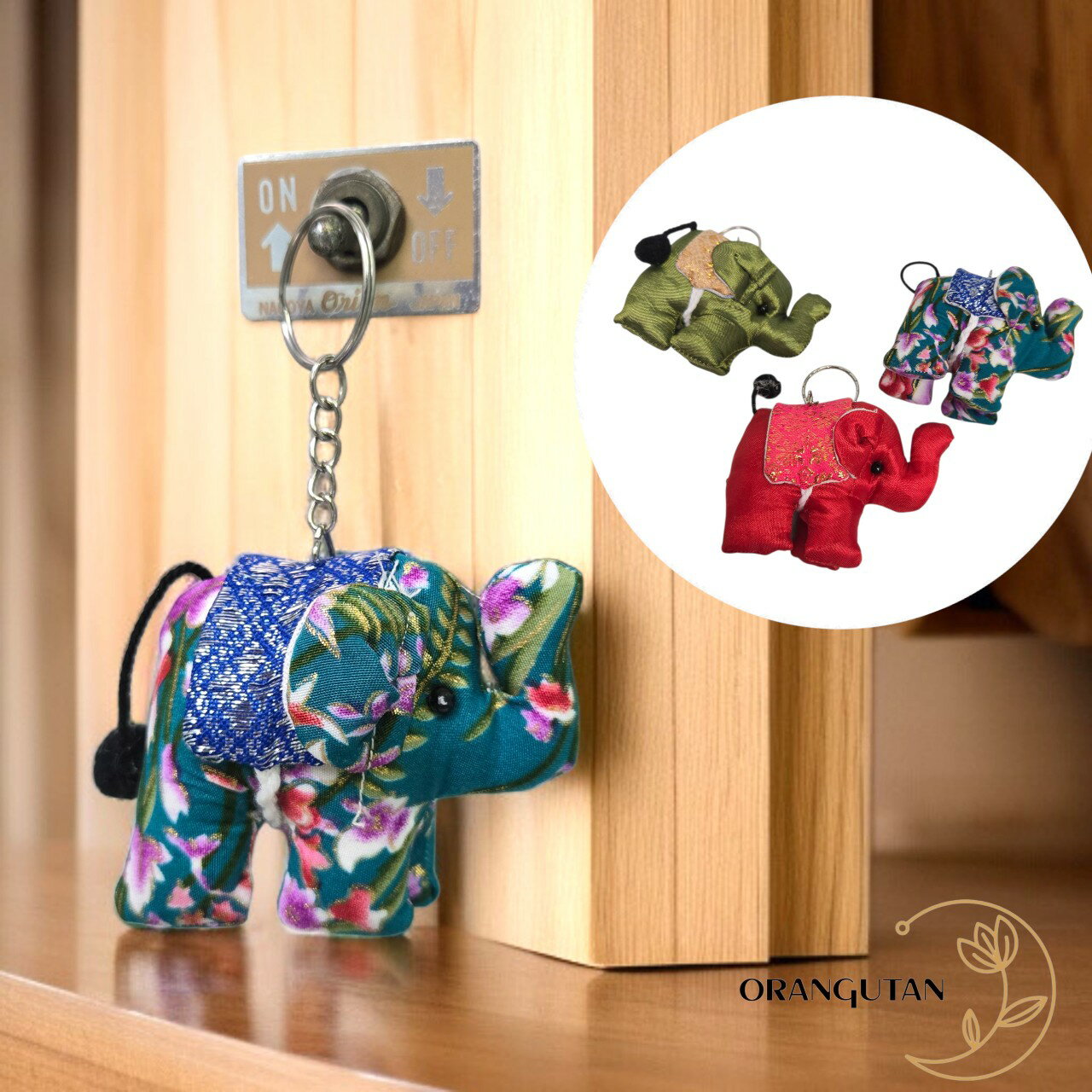 10000924 　キーホルダー　アジアン象　エレファント　タイのキーホルダー　バッグアクセサリー　ゾウ